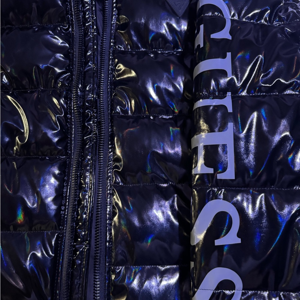 Guess Black  Holographic Hooded
Puffer Jacket